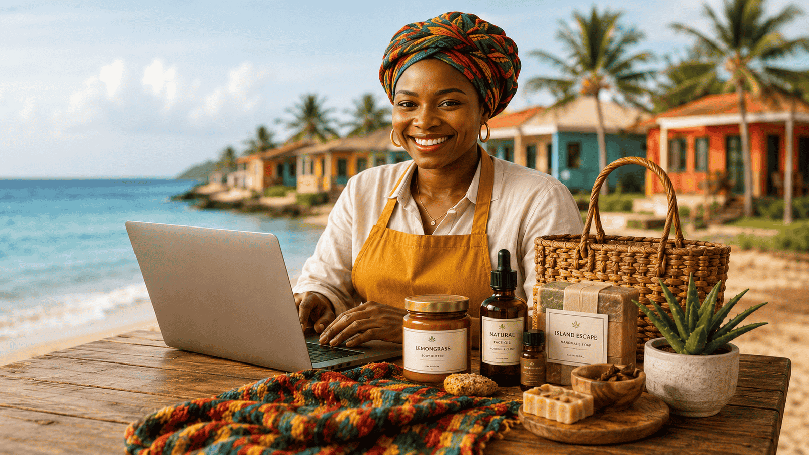 Caribbean entrepreneur selling online